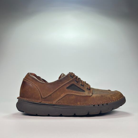 Clarks Unstructured UN Unnature Time Brown Leather Lace Up Shoes Men's Size 11.5 - Picture 1 of 11